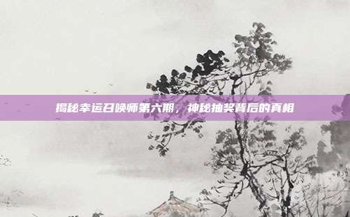 揭秘幸运召唤师第六期,神秘抽奖背后的真相