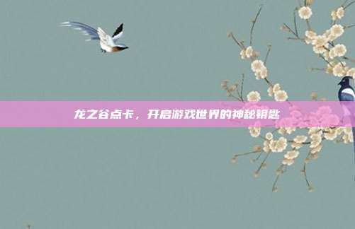 龙之谷点卡,开启游戏世界的神秘钥匙