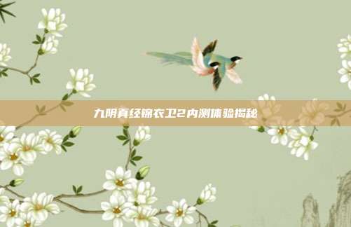 九阴真经锦衣卫2内测体验揭秘