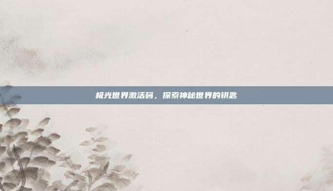 极光世界激活码,探索神秘世界的钥匙