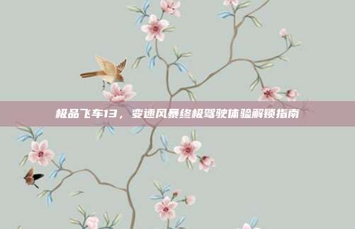极品飞车13,变速风暴终极驾驶体验解锁指南