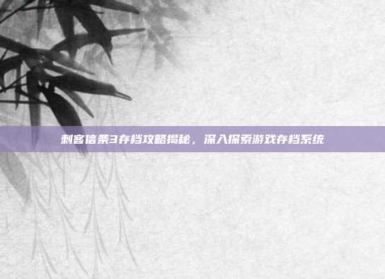 刺客信条3存档攻略揭秘,深入探索游戏存档系统