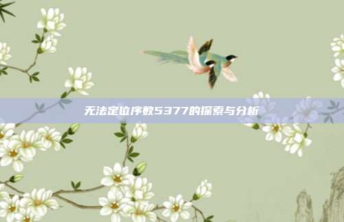 无法定位序数5377的探索与分析