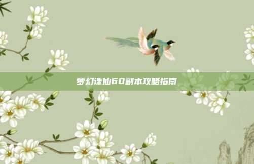 梦幻诛仙60副本攻略指南