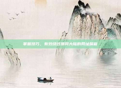 掌握技巧,有效绕过搜同大陆的网址屏蔽