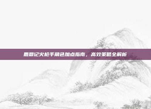 鹿鼎记火枪手角色加点指南,高效策略全解析