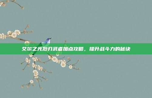 艾尔之光烈刃武者加点攻略,提升战斗力的秘诀