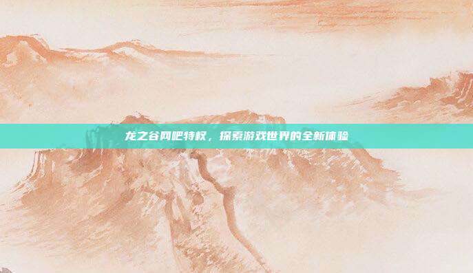 龙之谷网吧特权,探索游戏世界的全新体验