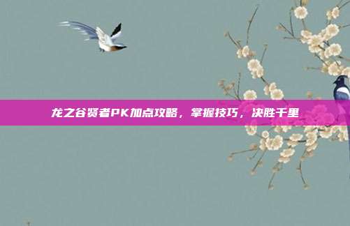 龙之谷贤者PK加点攻略,掌握技巧,决胜千里
