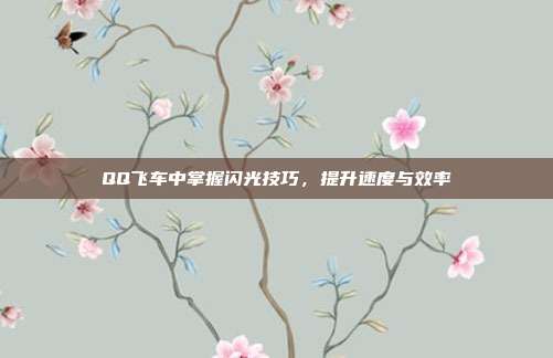 QQ飞车中掌握闪光技巧,提升速度与效率
