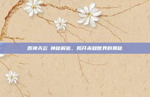 原神天云峠神秘解密,揭开未知世界的奥秘