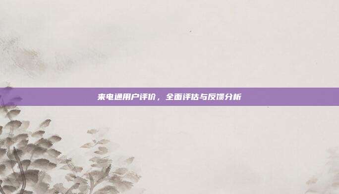 来电通用户评价,全面评估与反馈分析