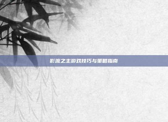 影流之主游戏技巧与策略指南