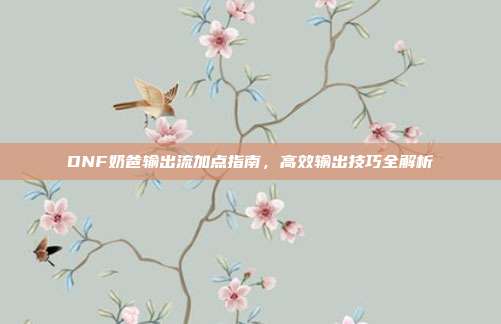 DNF奶爸输出流加点指南,高效输出技巧全解析