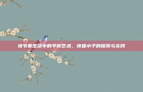 快节奏生活中的平衡艺术,快捷小子的探索与实践
