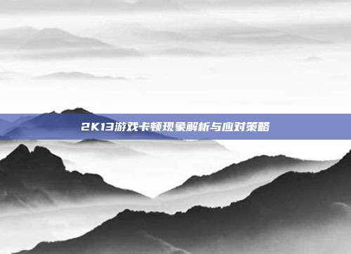 2K13游戏卡顿现象解析与应对策略