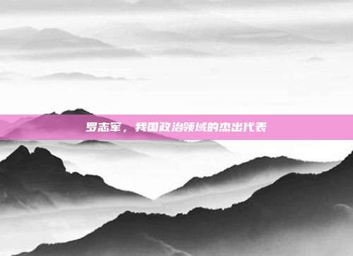 罗志军,我国政治领域的杰出代表