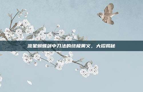 流星蝴蝶剑中刀法的终极奥义,大招揭秘