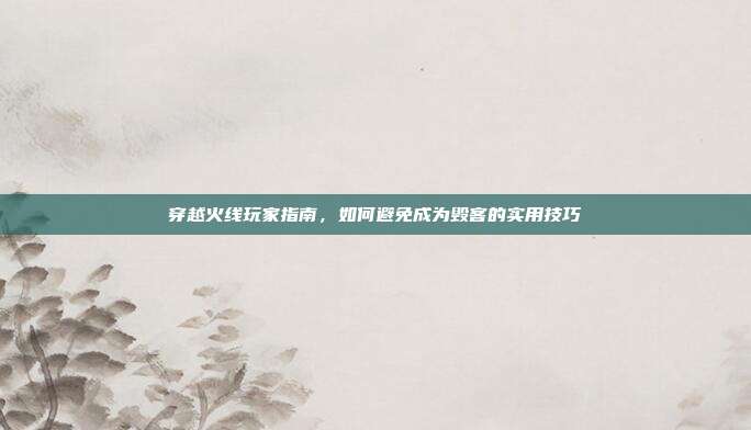 穿越火线玩家指南,如何避免成为毁客的实用技巧