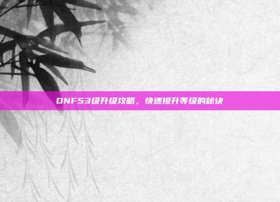DNF53级升级攻略,快速提升等级的秘诀