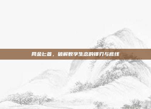 网金匕首,破解数字生态的锋刃与底线