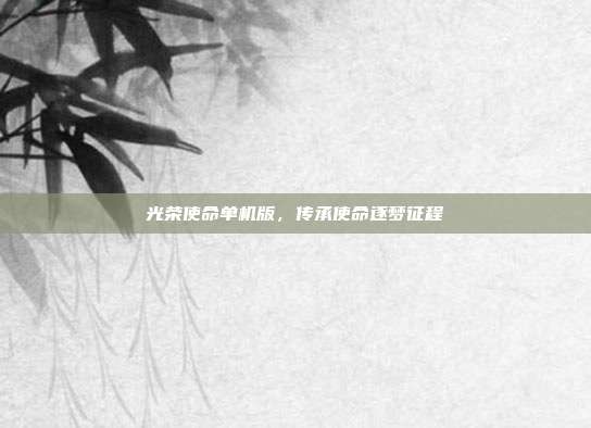 光荣使命单机版,传承使命逐梦征程