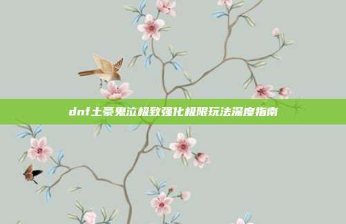 dnf土豪鬼泣极致强化极限玩法深度指南