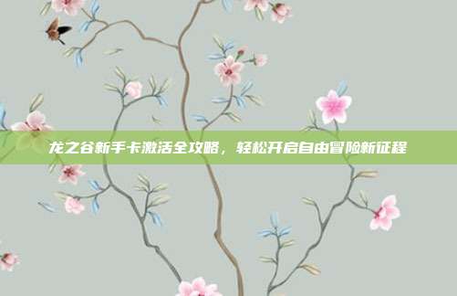 龙之谷新手卡激活全攻略,轻松开启自由冒险新征程