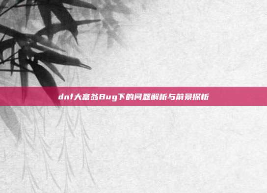 dnf大富翁Bug下的问题解析与前景探析
