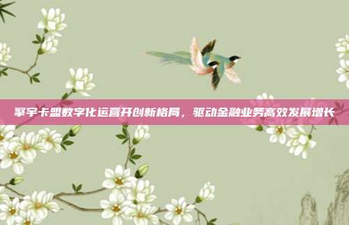 擎宇卡盟数字化运营开创新格局,驱动金融业务高效发展增长