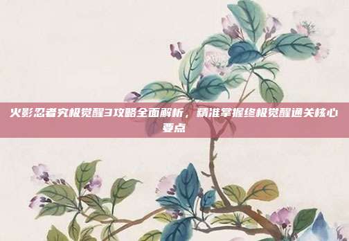火影忍者究极觉醒3攻略全面解析,精准掌握终极觉醒通关核心要点