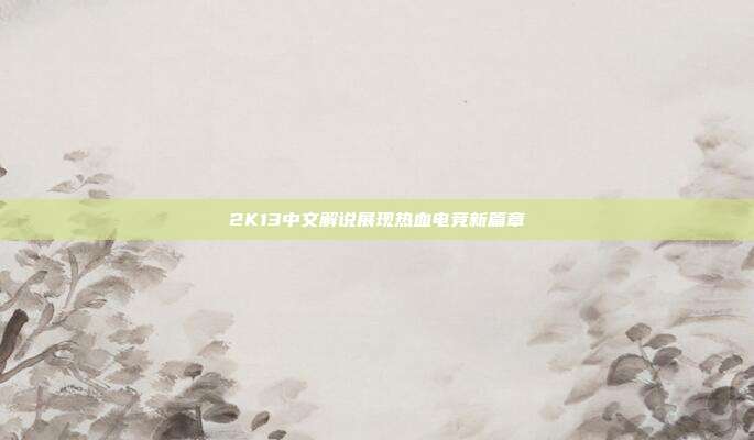 2K13中文解说展现热血电竞新篇章