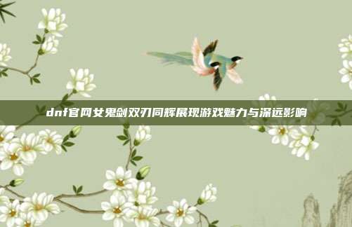 dnf官网女鬼剑双刃同辉展现游戏魅力与深远影响