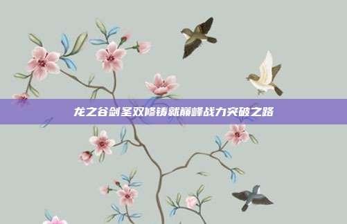 龙之谷剑圣双修铸就巅峰战力突破之路