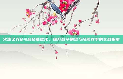 火炬之光2弓箭技能优化,提升战斗输出与技能效率的实战指南