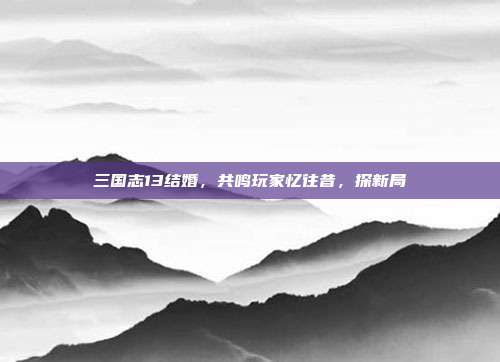 三国志13结婚,共鸣玩家忆往昔,探新局