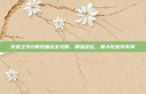 火炬之光2属性加点全攻略,精准定位,最大化优势发挥