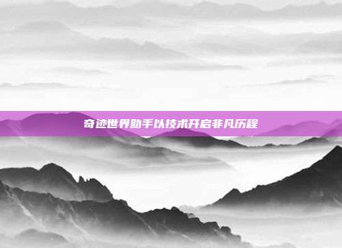 奇迹世界助手以技术开启非凡历程
