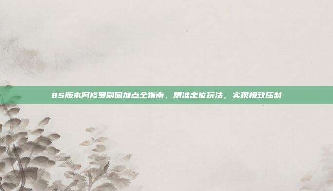 85版本阿修罗刷图加点全指南,精准定位玩法,实现极致压制