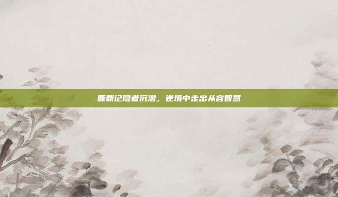 鹿鼎记隐者沉潜,逆境中走出从容智慧