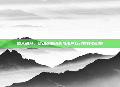 盛大积分,驱动企业增长与用户互动的核心引擎
