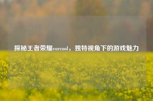 探秘王者荣耀eorcool，独特视角下的游戏魅力