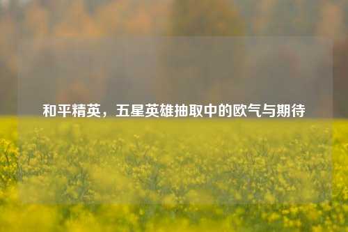 和平精英,五星英雄抽取中的欧气与期待