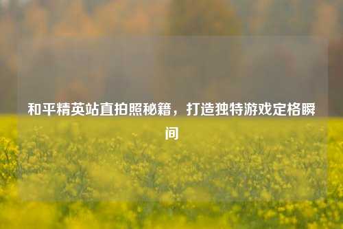 和平精英站直拍照秘籍,打造独特游戏定格瞬间