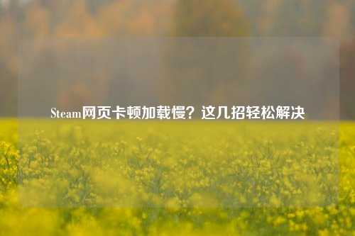 Steam网页卡顿加载慢?这几招轻松解决