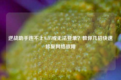 逆战助手连不上WiFi或无法登录？教你几招快速修复 *** 故障
