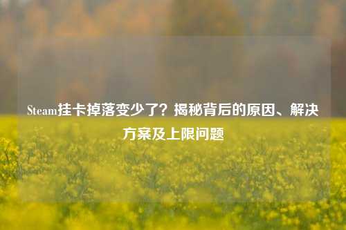 Steam挂卡掉落变少了?揭秘背后的原因、解决方案及上限问题