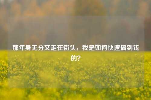 那年身无分文走在街头,我是如何快速搞到钱的?