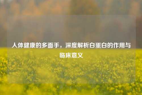 人体健康的多面手,深度解析白蛋白的作用与临床意义
