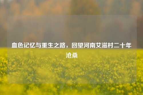 血色记忆与重生之路,回望河南艾滋村二十年沧桑